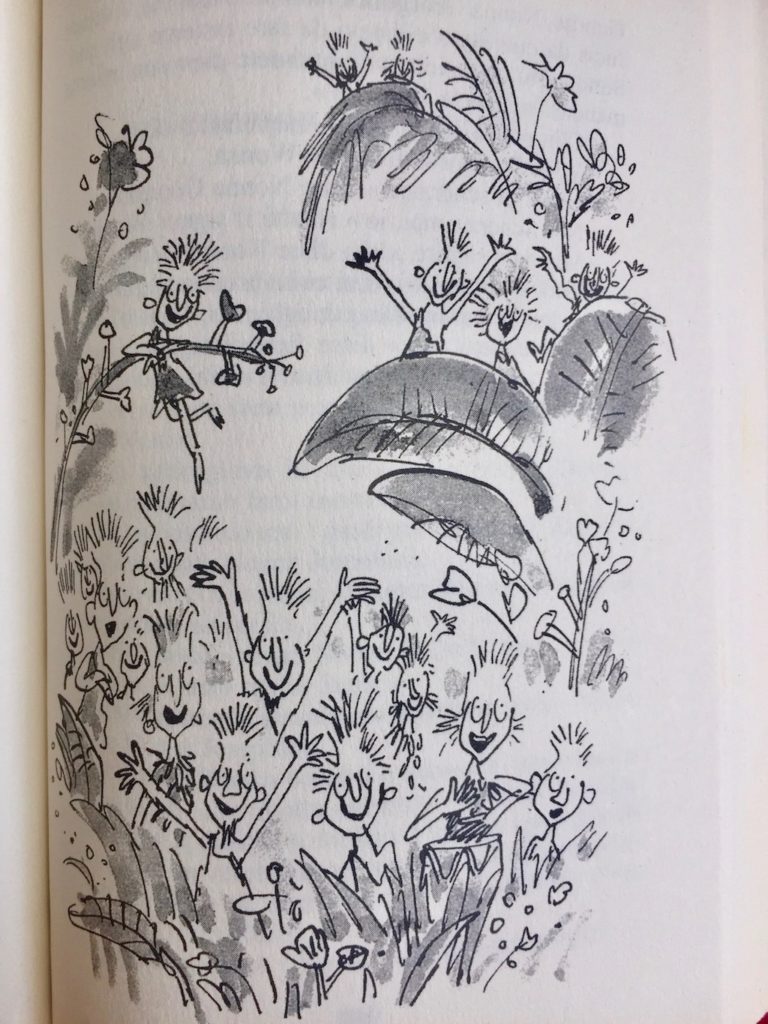 Illustrazione interna del libro Il grande ascensore di cristallo di Roald Dahl